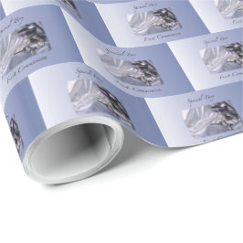Papel De Presente Personalize, Menino, Primeira Comunhão Azul