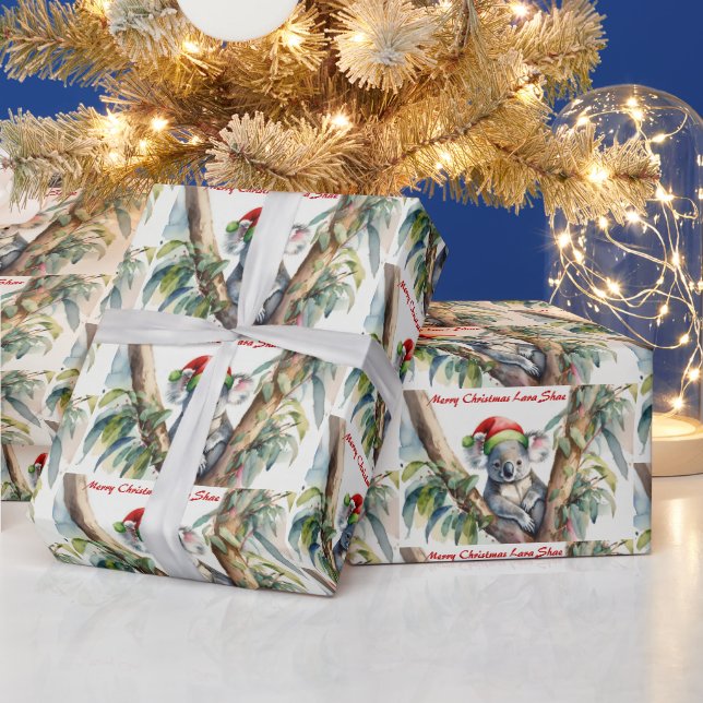 Papel De Presente Personalize o nome Christmas Koala em gumtree (Feriados)