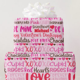 Papel De Presente Personalize O Nome Dia de os namorados Vermelho Co