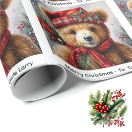 Papel De Presente Personalize o Rolo de Natal do Urso de Teddy