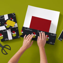 Papel De Presente Personalize o Texto com o Nome da Família - Grinch