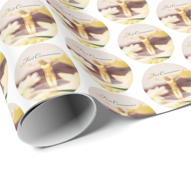 Papel De Presente Personalize, Parabéns pela Primeira Comunhão (Ponta do rolo)