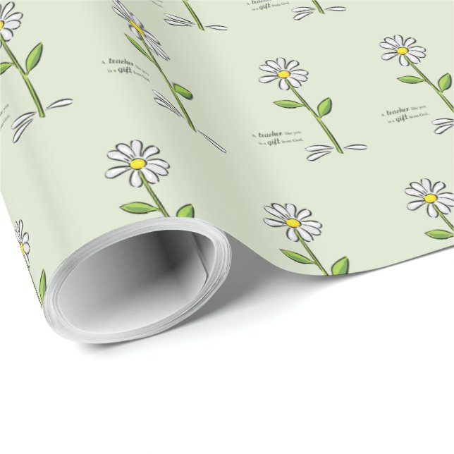 Papel De Presente Personalize, Professor Obrigado, Flor Religiosa (Ponta do rolo)