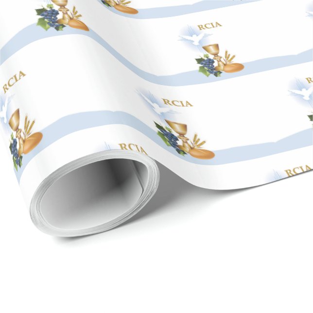 Papel De Presente Personalize, RCIA Parabéns Sacramento Católico (Ponta do rolo)