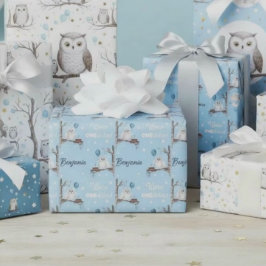 Papel De Presente Personalize Snowy Owl Winter Onederland Birthday