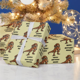 Papel De Presente Personalize T-Rex Dinossauro Tyrannosaurus Anivers