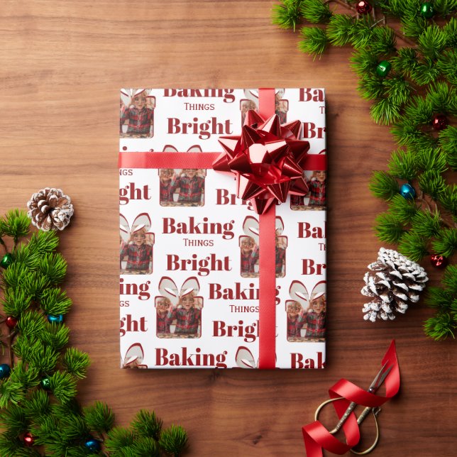Papel De Presente Personalized Christmas Baking Photo  (Presente de Natal)