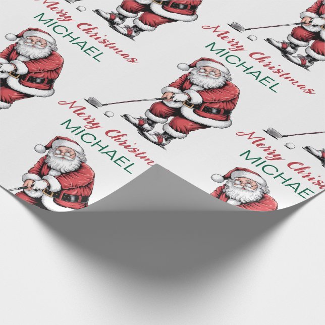 Papel De Presente Personalized Christmas Golf Golfer Santa Claus  (Ponta)