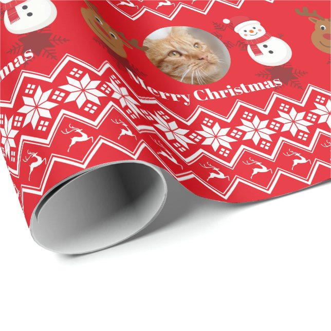 Papel De Presente Personalized Photo Merry Christmas  (Ponta do rolo)