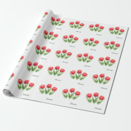 Papel De Presente Personalized Watercolor Red Tulips Tote Bag