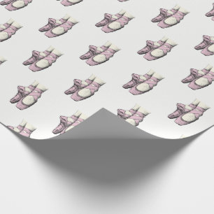 Papel De Presente Pés de Bailarina em Ponta #3 Rosa Claro