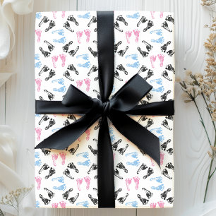 Papel De Presente Pés de Bebê Rosa e Azul Impressões de Bebê Chuvinh