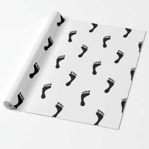 Papel De Presente Pés Descalços em Preto e Branco