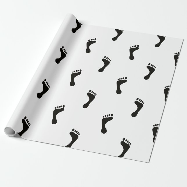 Papel De Presente Pés Descalços em Preto e Branco (Desenrolado)