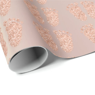 Papel De Presente Pés Dourados cor-de-rosa do cobre da menina do