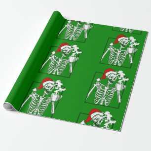 Papel De Presente pesadelo de natal esqueleto de bebendo crânio de c