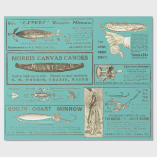 Papel De Presente Pesca Antiquada Ad Pescadores Circa 1909 Lures Wr