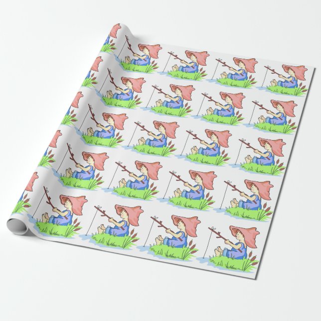 Papel De Presente Pesca de Menino (Desenrolado)