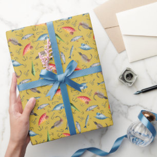 Papel De Presente Pesca de Mostarda Amarelo