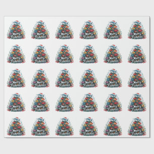 Papel De Presente Pesca Engraçada Árvore de Natal Pescador