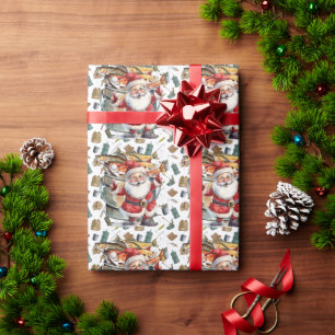 Papel De Presente Pescar soprava o Natal com Peixes do Papai Noel