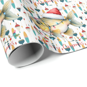 Papel De Presente Pescar soprava o Natal com Peixes do Papai Noel