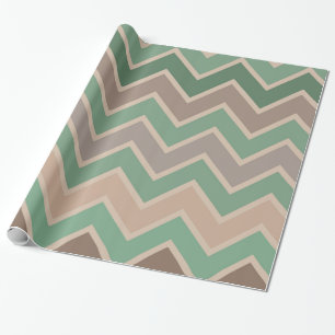 Papel De Presente Pêssego cor-de-rosa verde Chevron