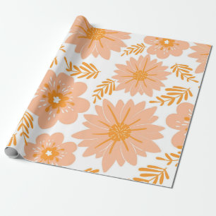 Papel De Presente Pêssego de Vintagem Retroativa Padrão de Flor Lara