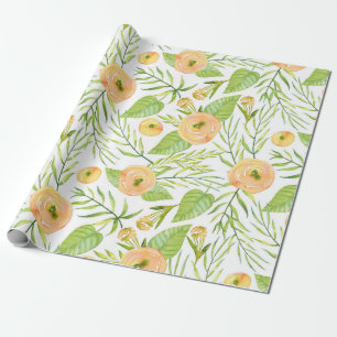 Papel De Presente Pêssegos de pastel penteia flores peludas