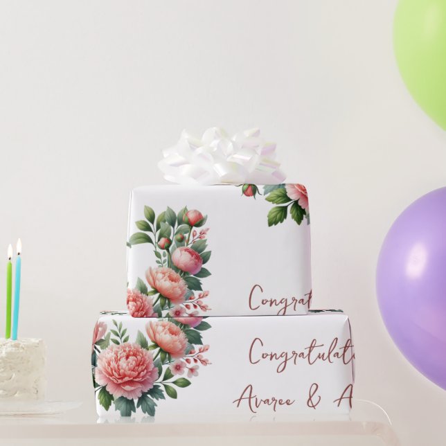 Papel De Presente Pêssegos Em Casamento/Chá Personalizado Branco (Presentes para festas)