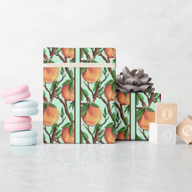 Papel De Presente Pêssegos no Ramo (Chá de bebê)