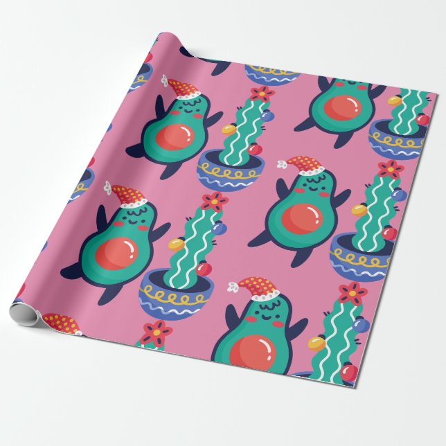 Papel De Presente péssimo natal avocado xmas cactus (Desenrolado)