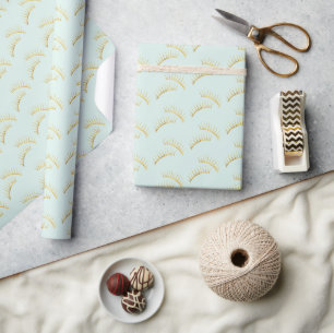Papel De Presente Pesta de Aniversário Dourado Hortelã Bonito