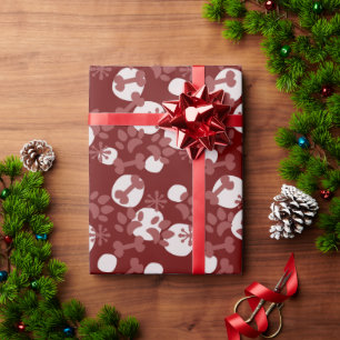 Papel De Presente Pet Bone Snowflake Padrão de Pé de Cão de Natal