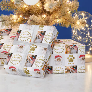 Papel De Presente Pet Dog Puppy White Dourados Personalizados