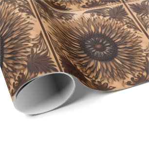 Papel De Presente Petais Australianos: Impressão de Madeira Flor Ban