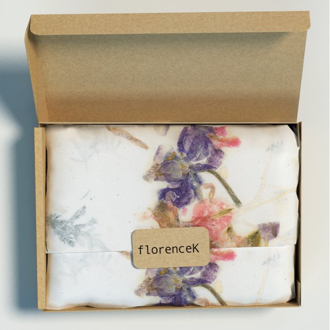 Papel De Presente Petais de Rosa Floral da Kraft Natural, Rosas Iris (Natural Kraft Floral Rose Petals Iris Roses Pink Wrapping Paper)