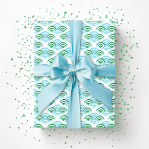 Papel De Presente Petal Scallop em Verde e Aqua