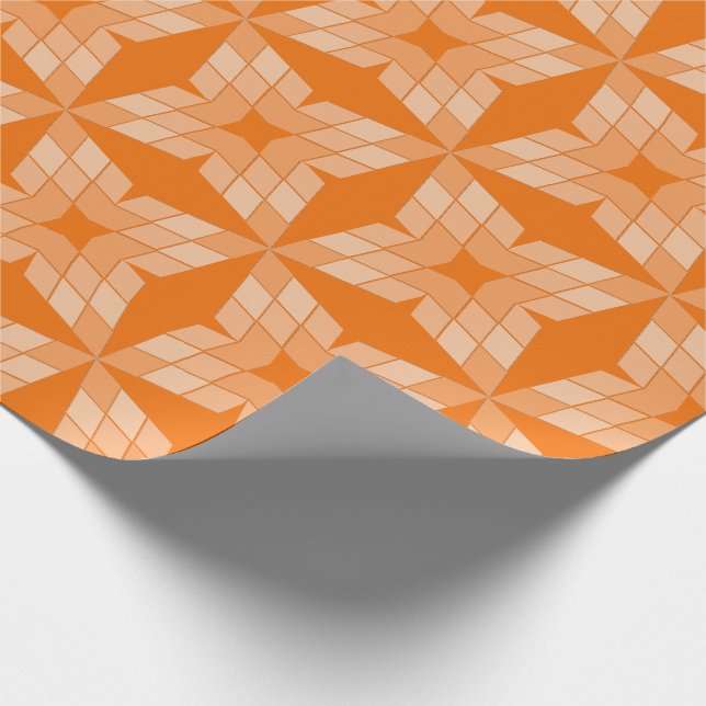 Papel de Presente - Pétalas de Diamante em Laranja (Ponta)