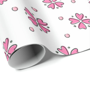 Papel De Presente Pétalas de Flor de Coração Rosa