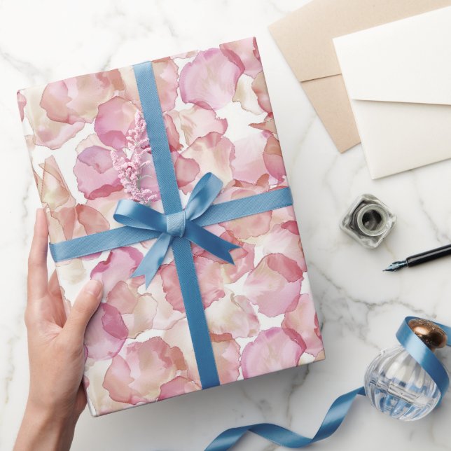 Papel De Presente Pétalas de Rosa Rosa Romântica Chuva de Noiva Flor (Presentear)