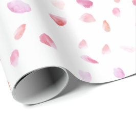 Papel De Presente Pétalas de Rosa Rosa Romântica Floral Noiva Show