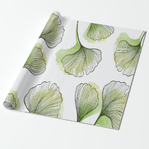 Papel De Presente Pétalas verdes