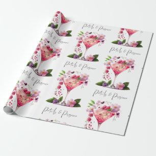 Papel De Presente Petals & Prosecco Blush Chá de panela Floral Rosa