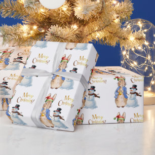 Papel De Presente Peter o Coelho com Chapéu de Papai Noel