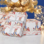 Papel De Presente Peter o Rabbit Christmas Hat Reindeer Red White<br><div class="desc">Peter o Coelho vestindo um chapéu de Papai Noel celebrando o Natal com o Sr. Snowman e amigos. Feliz Natal em vermelho.</div>