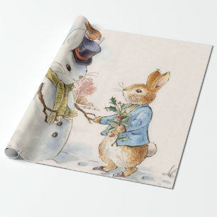 Papel De Presente Peter Rabbit e o boneco de neve de Beatrix Potter