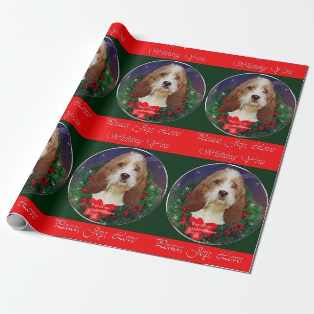 Papel De Presente Petit Basset Griffon Vendeen Natal (Desenrolado)
