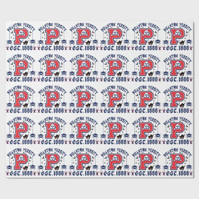 Papel De Presente Phantom Versity Ghost Bats Halloween College (Aberto)