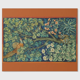 Papel De Presente Pheasant Bird em uma árvore (por William Morris)